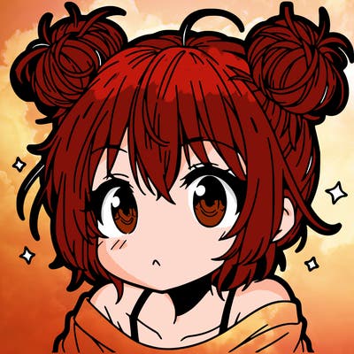 a manga girl with messy small buns