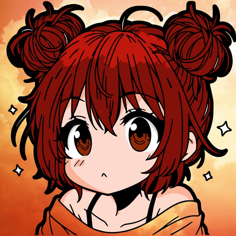 a manga girl with messy small buns