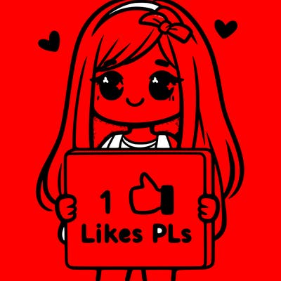 girl holding a sign saying 10 likes pls