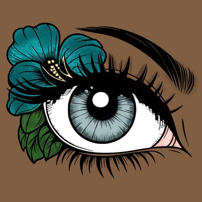realistic eye with flower