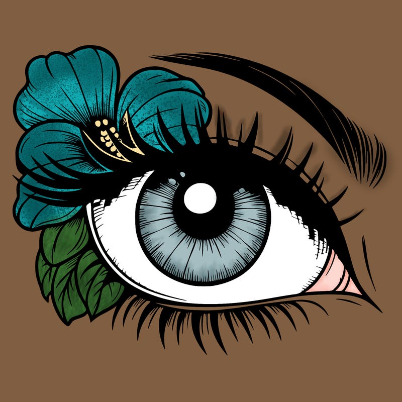 realistic eye with flower