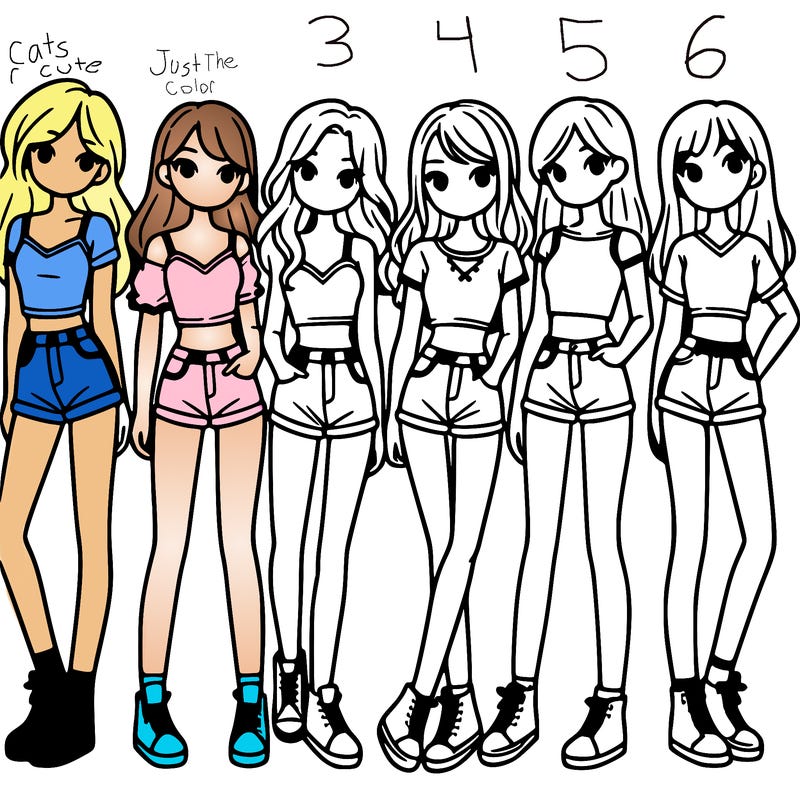 a group of girls wearing crop tops and shorts