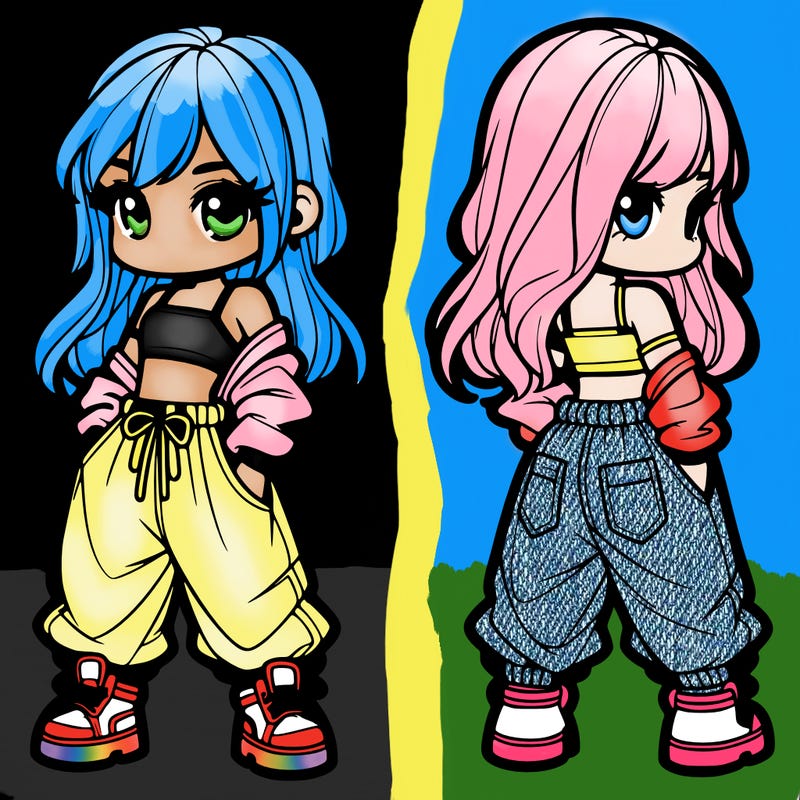 girl in crop top and baggy pants