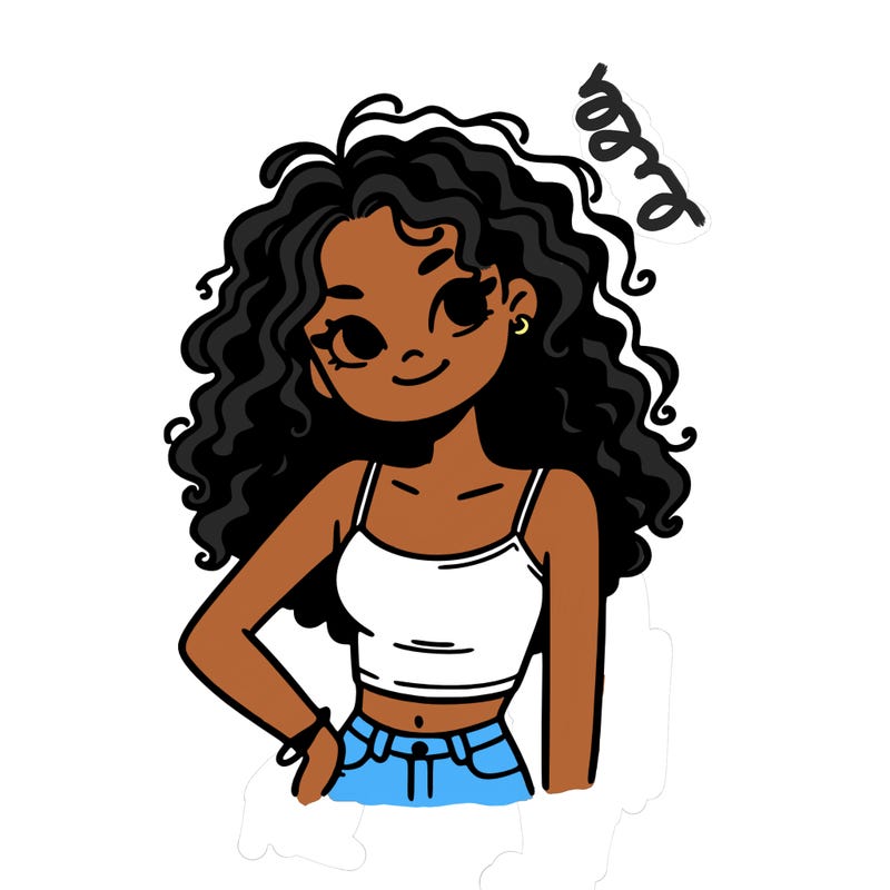a girl with curly hair in a crop top tank top