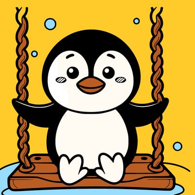 penguin on a swing