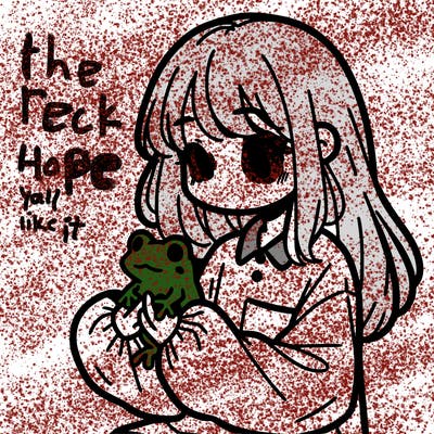 girl with long hair and a oversized shirt. and she is holding a frog