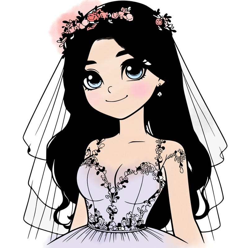 realistic girl in a wedding dress