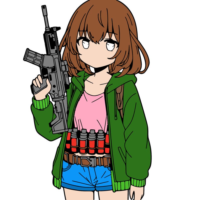 girl manga character with a gun