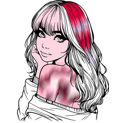 realistic girl with bangs looking over her shoulder