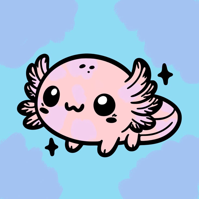 cute easy baby axolotl