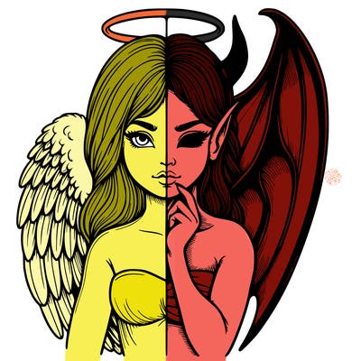 realistic angel half demon