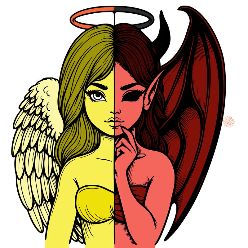 realistic angel half demon