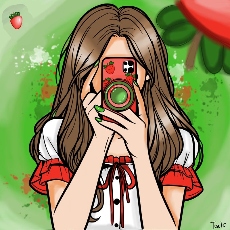 a realistic girl holding her phone taking pictures