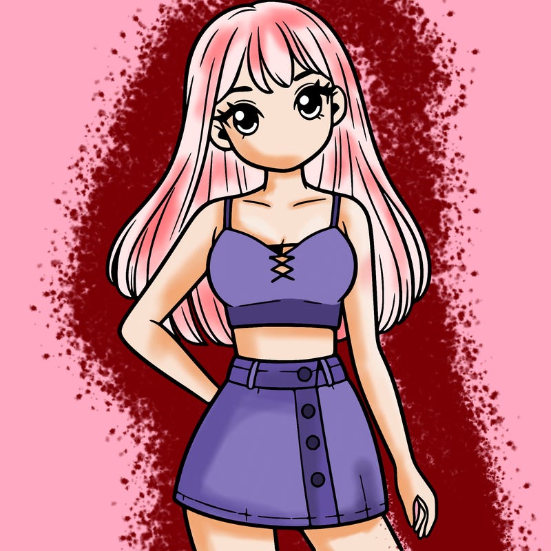 girl with a crop top and mini skirt