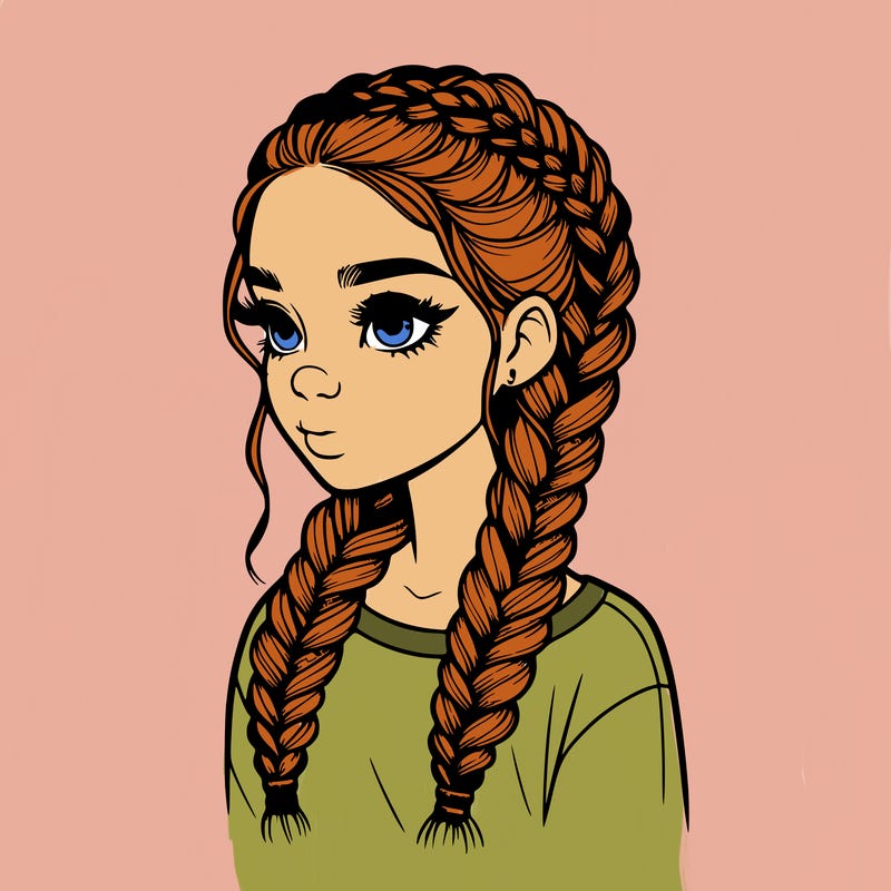 realistic girl with braids