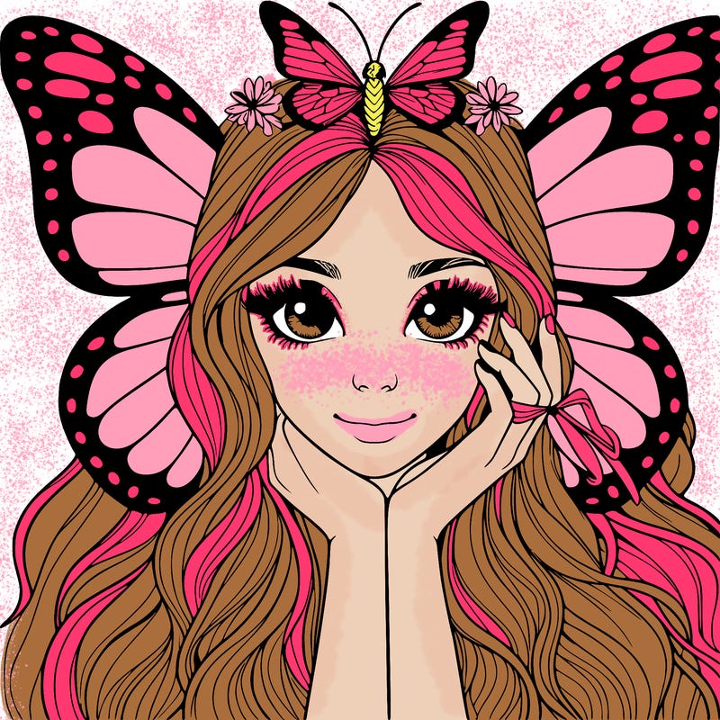 butterfly realistic girl