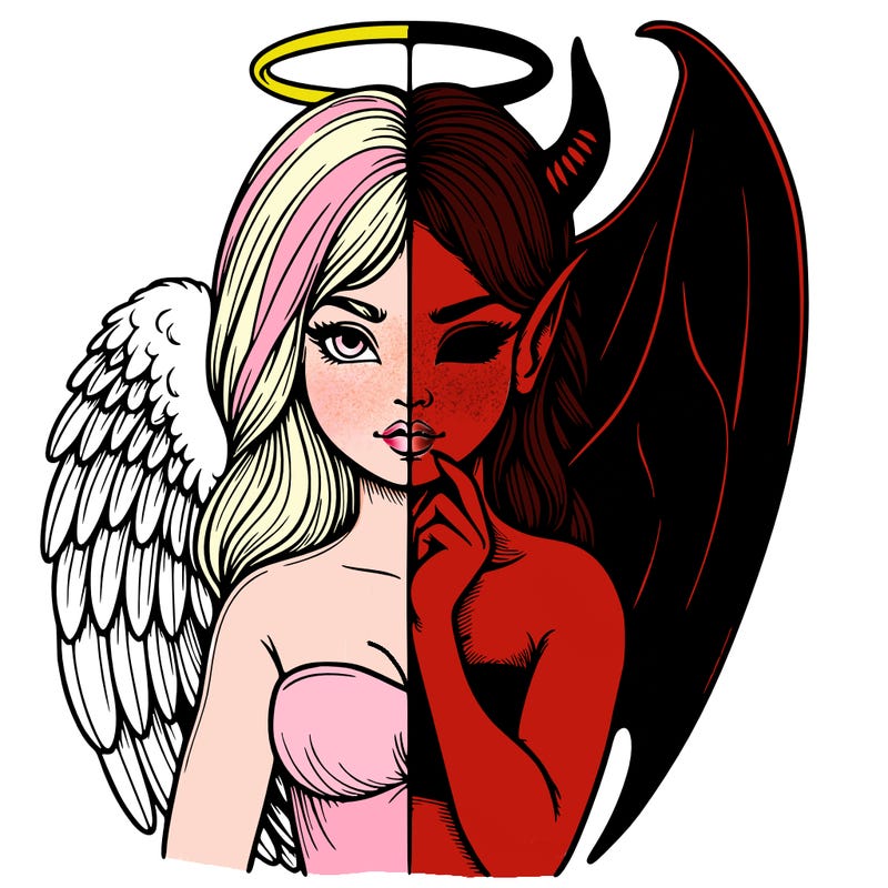 realistic angel half demon