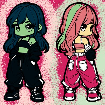 girl in crop top and baggy pants