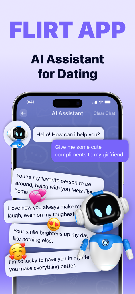 AI dating assistant chat interface generating romantic compliments and text ideas