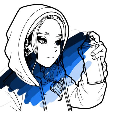 a realistic girl, spray painting