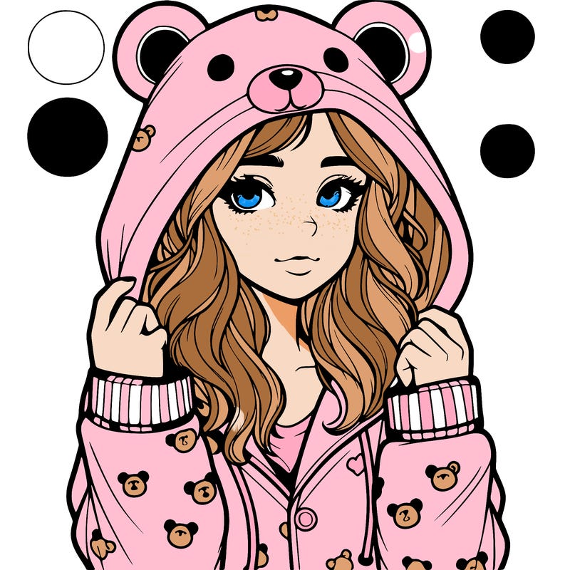realistic girl in a animal pjs hoodie