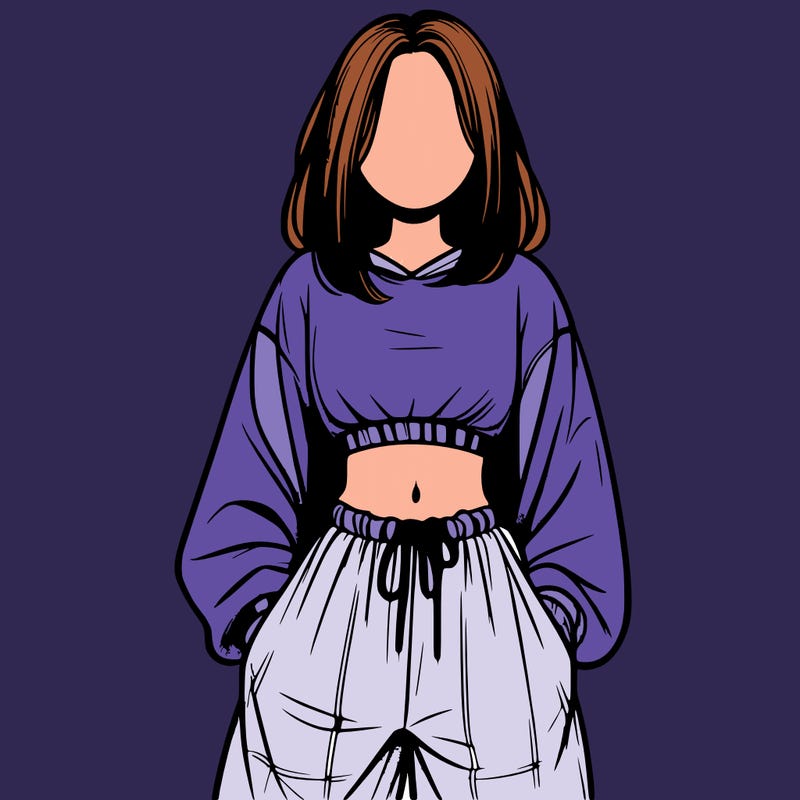 realistic girl faceless with baggy pants and a crop top