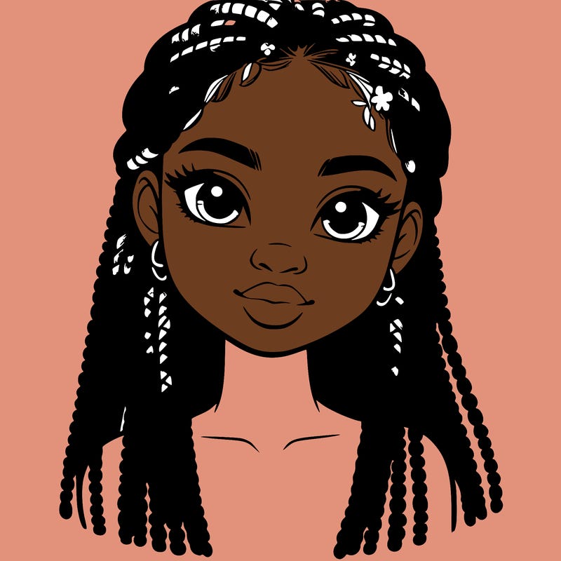 a realistic black girl with braids