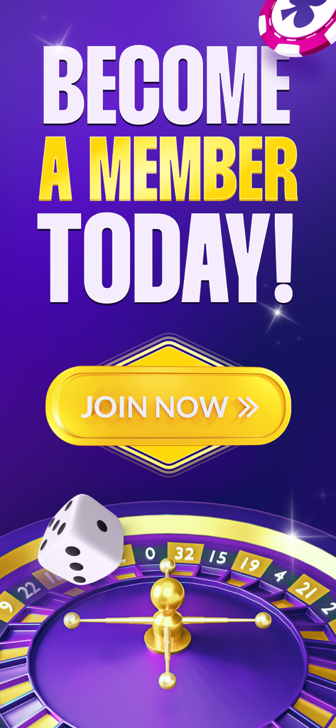 ルーレットホイールと行動喚起ボタンを特徴とするカジノVIPメンバーシップのプロモーション。