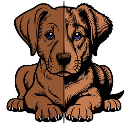 realistic dog split picture