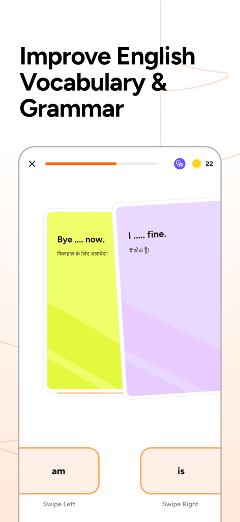 Interactive English vocabulary and grammar lesson on the SpeakX app