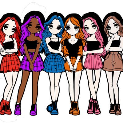 a group of girls realistic