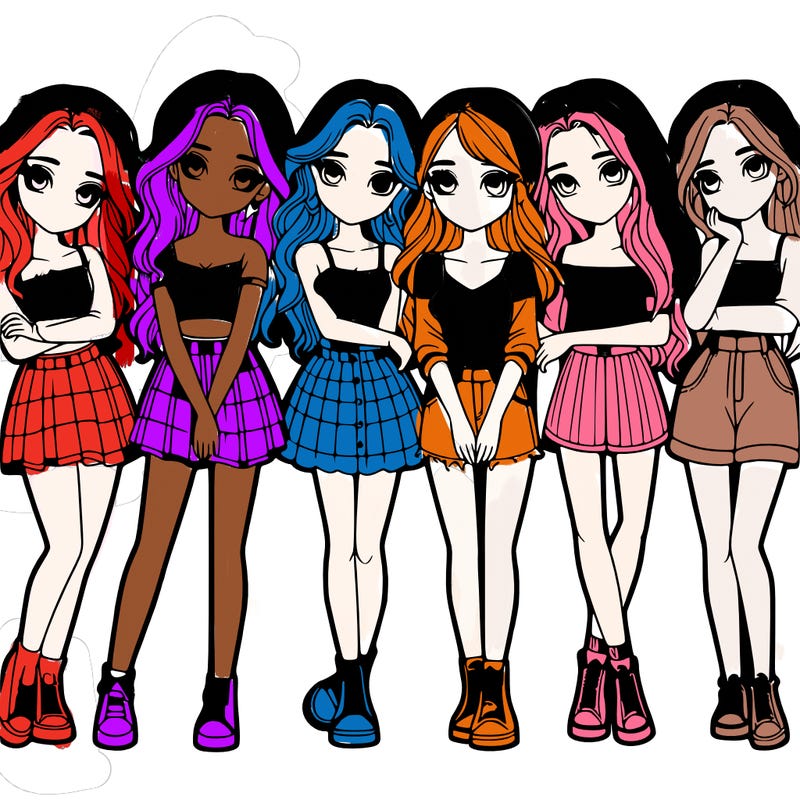 a group of girls realistic