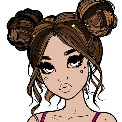 realistic girl with space buns