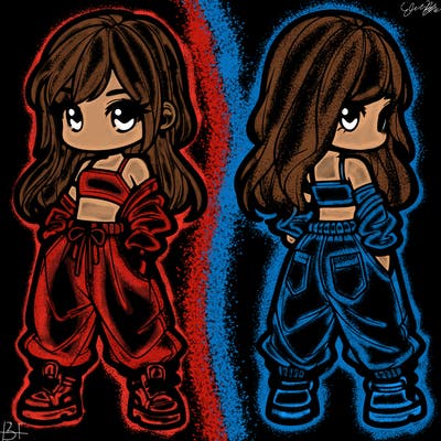 girl in crop top and baggy pants