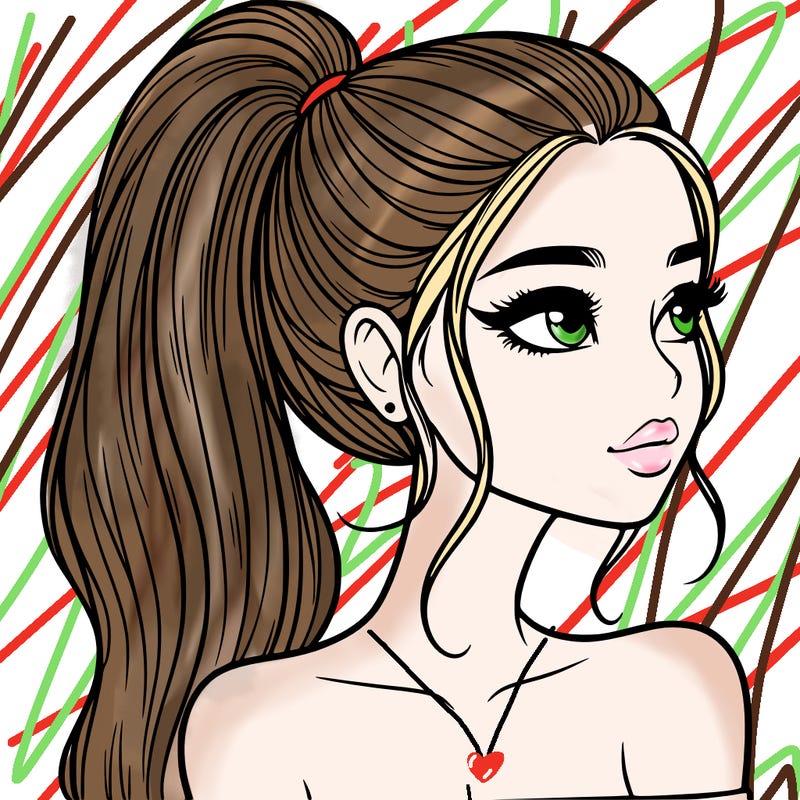 a beautiful and realistic girl with a high pony tail