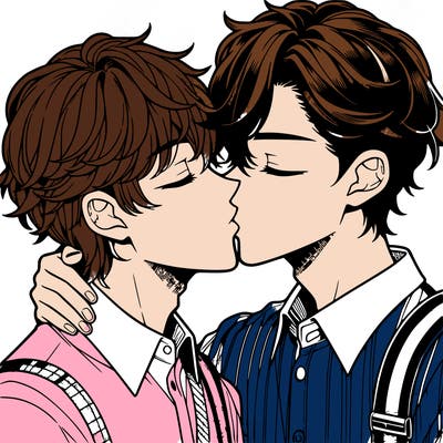 manga boys kissing each other