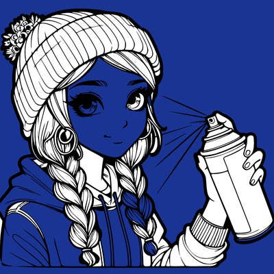 realistic girl spray painting