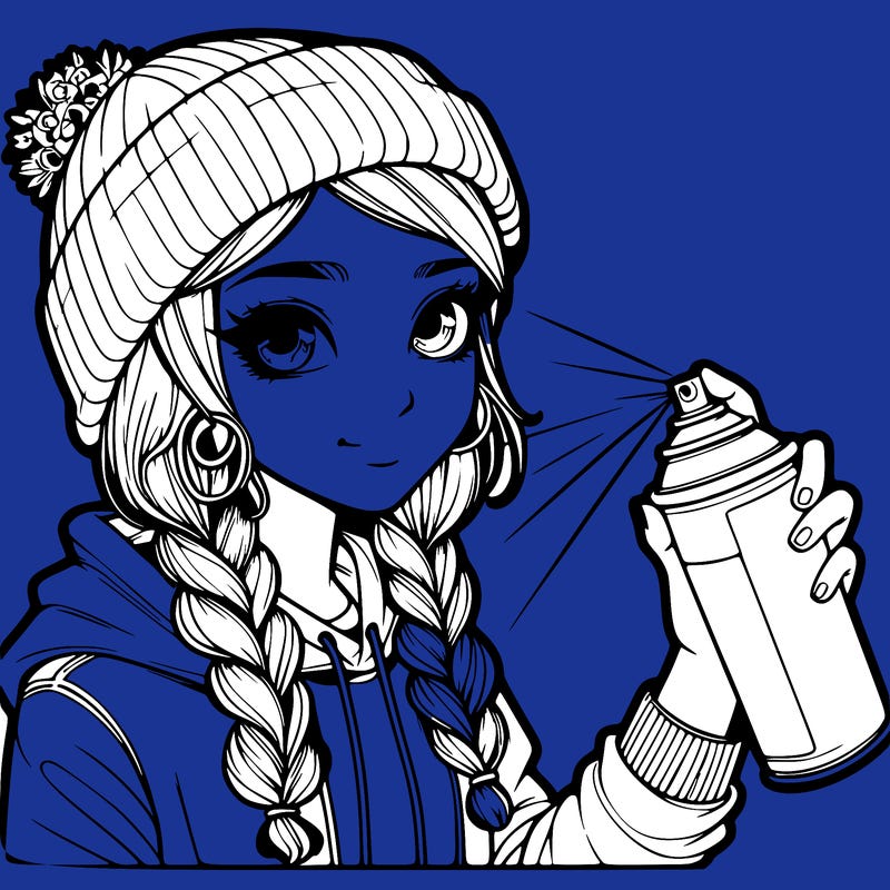 realistic girl spray painting