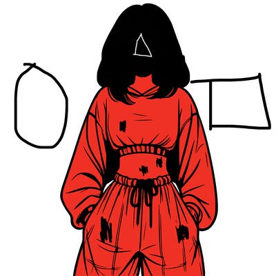 realistic girl faceless with baggy pants and a crop top