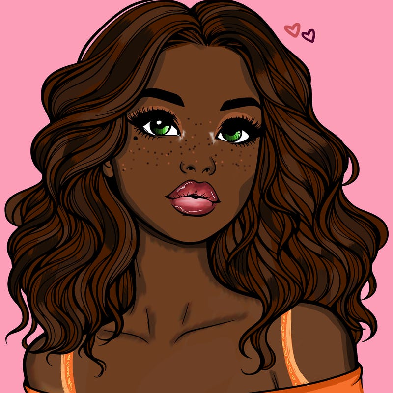 realistic girl with wavy hair and lips