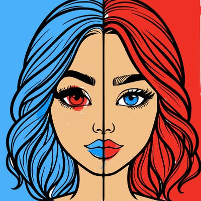 realistic girl split half