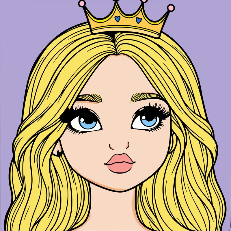 a realistic girl with a crown on