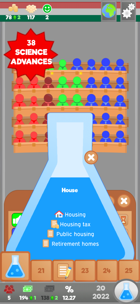 Lawgivers - Lawgivers mobile game science research screen with parliament background