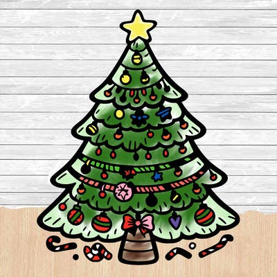 christmas tree with lots of details