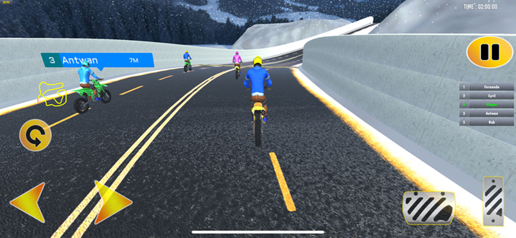 Highway Bike Stunt Racing Game - Carrera multijugador de motocicletas en una pista de autopista nevada en Highway Bike Stunt Racing Game