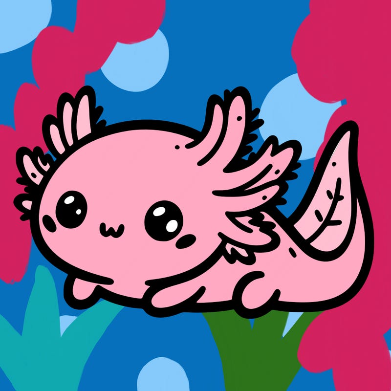 cute easy baby axolotl