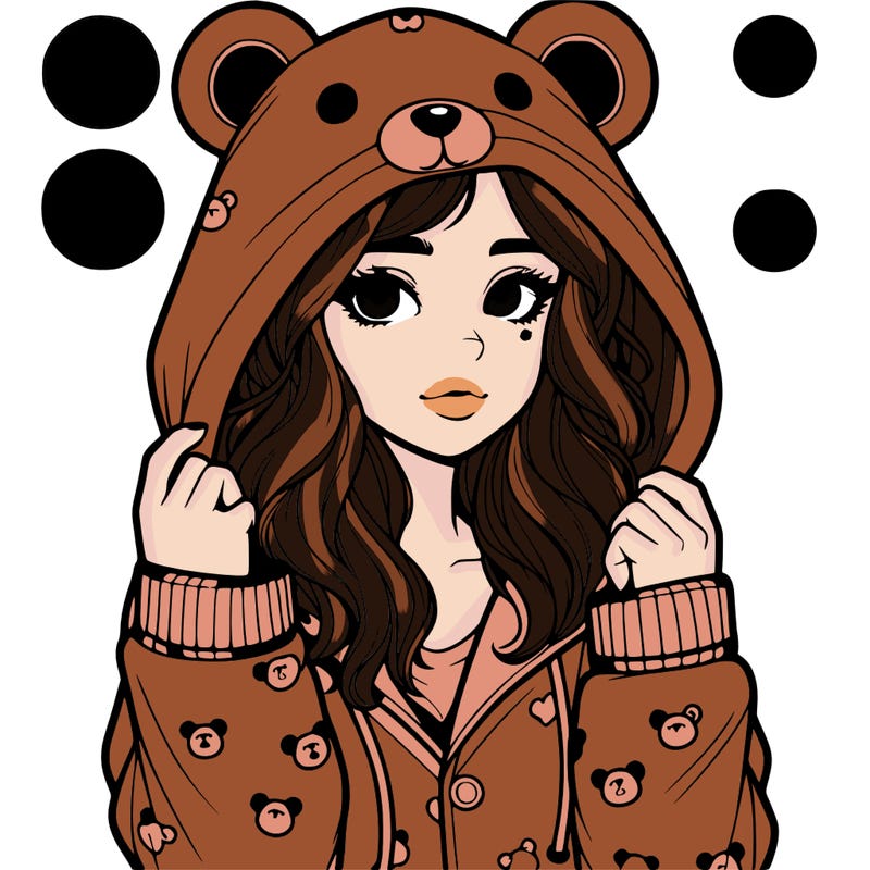 realistic girl in a animal pjs hoodie
