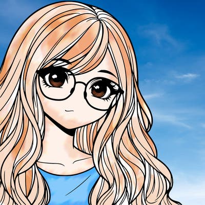 a realistic girl with glasses and long hair