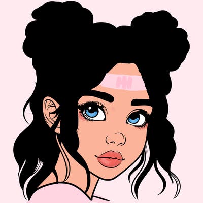 realistic girl with hair buns on her head