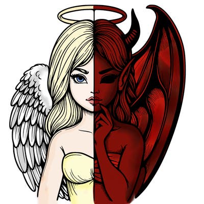 realistic angel half demon